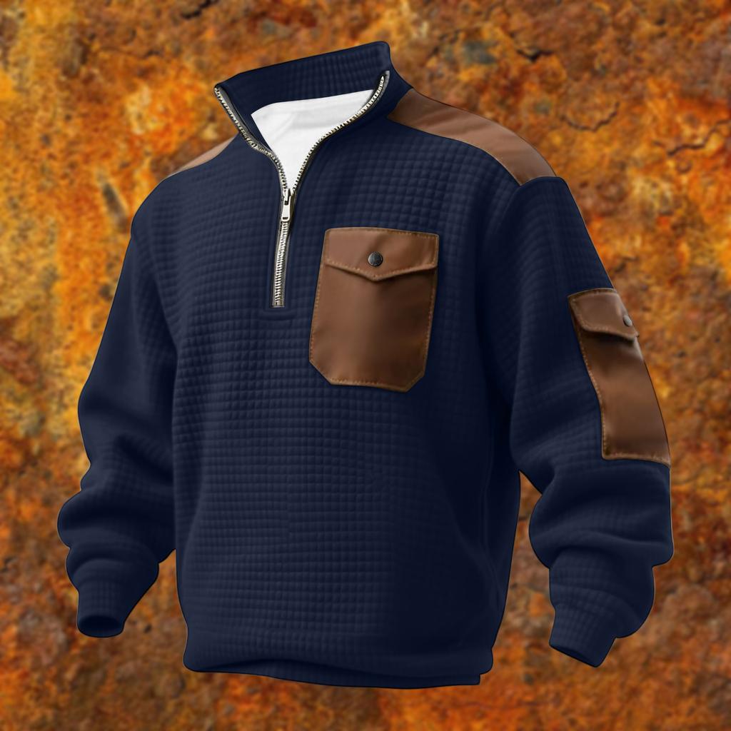 Men's Solid Color Stand Collar Sweatshirt Men's Sports Large Size Casual Sweatshirt