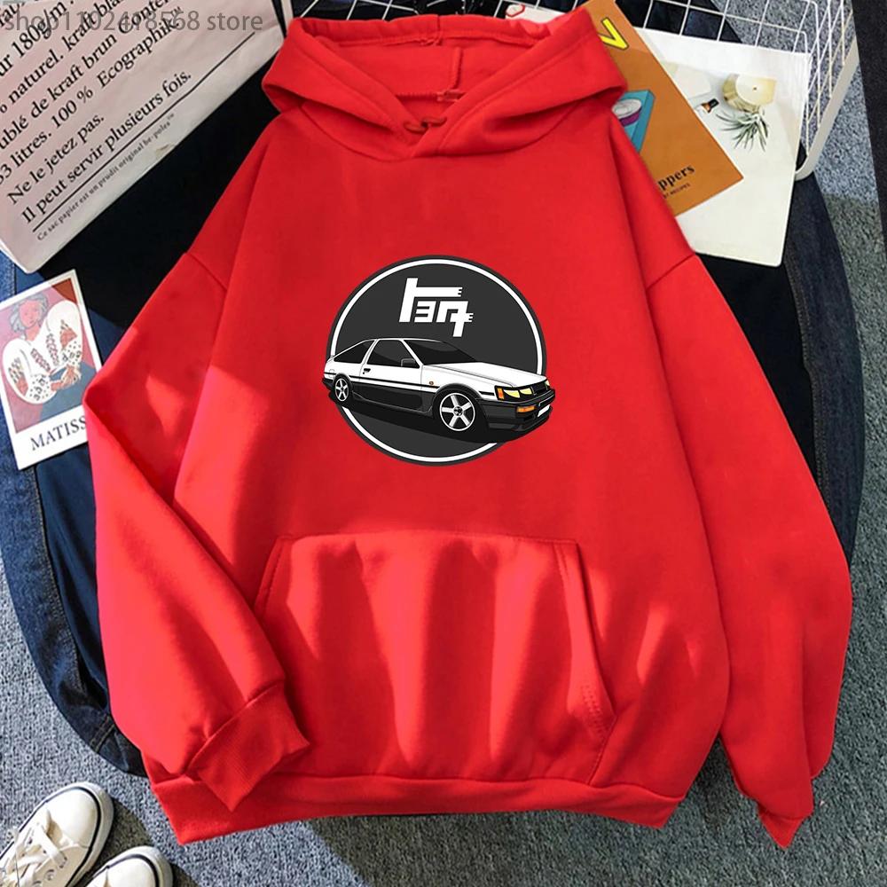 Japanese Anime Initial D Hoodies Men Kawaii Winter Tops Cartoon Car Graphic Sweatshirts Funny Harajuku Manga Unisex Clothes