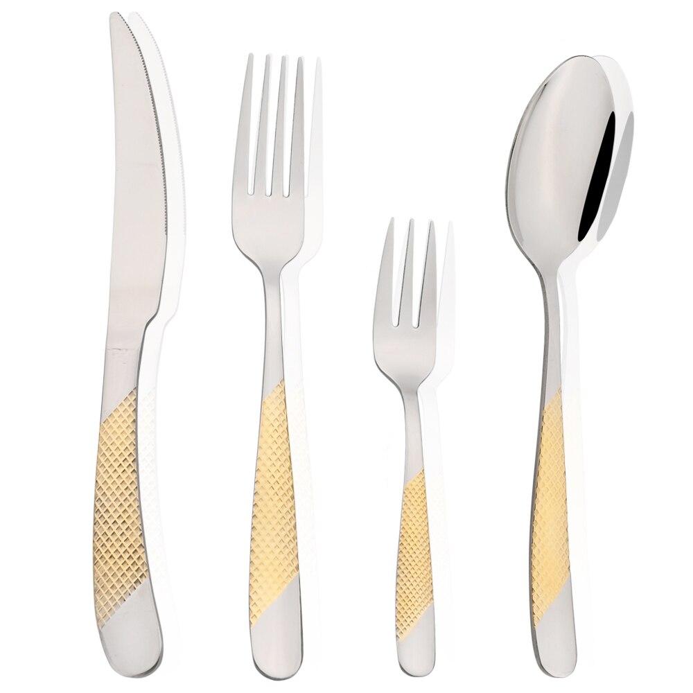 1/2/4/6Set Cutlery Stainless Steel Kitchen Black Gold Dinnerware Luxury Silverware Set Knife Cake Fork Spoon Flatware Set