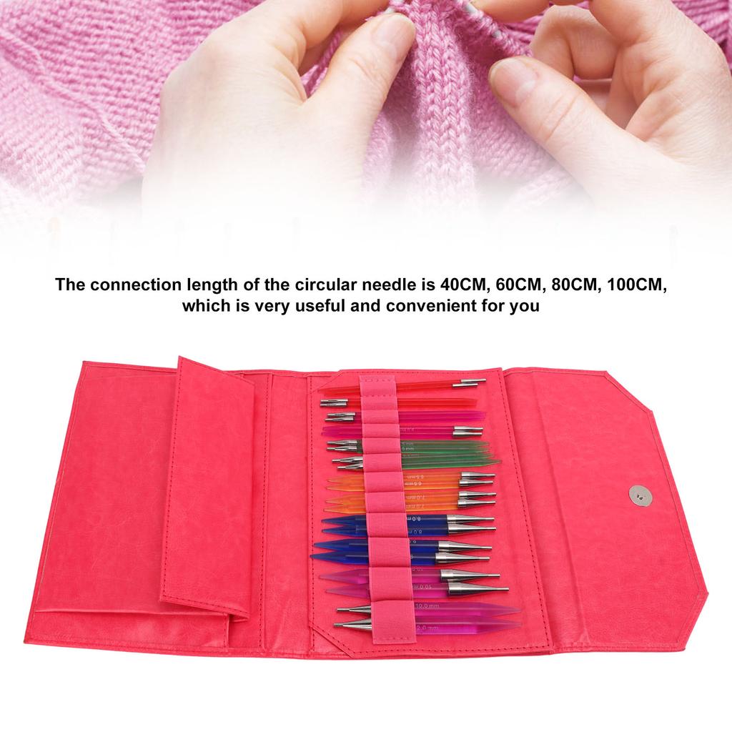 12 Pairs Knitting Kit 12 Different Sizes Comfortable Grip Glossy Polished Appearance Acrylic Material Crochet Supplies