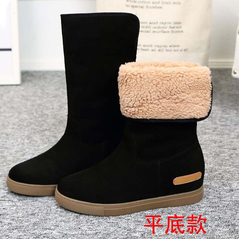 

Женские зимние сапоги с внутренним увеличением высоты, короткие, с мехом, интегрированные, 2025, зима, новая модная бархатная теплая хлопковая обувь на толстой подошве 40