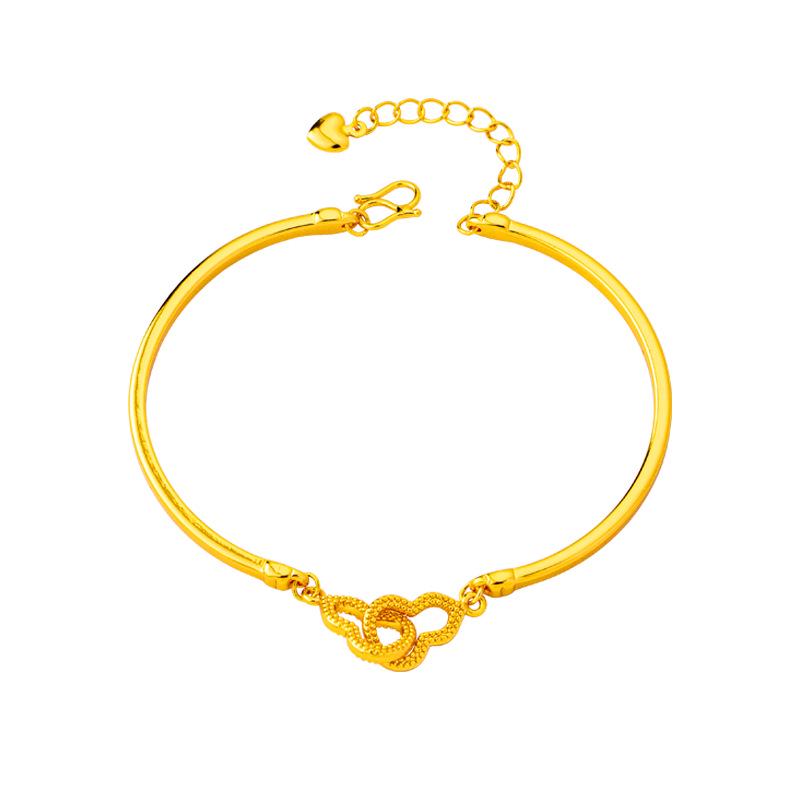 Vietnamese Gold Openwork Double Gourd Interlocking Bangle - Women's Trendy Court Style Imitation Gold Bracelet