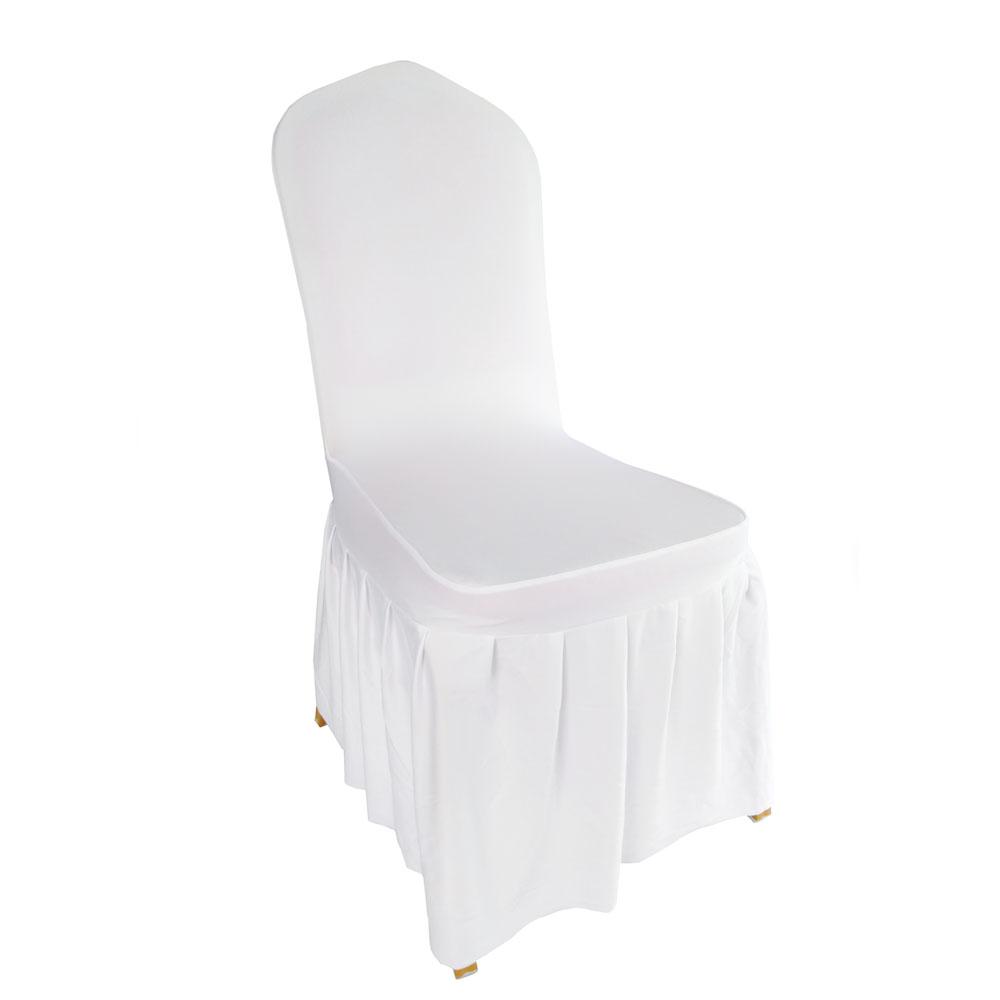 jiaorui 1/10Pcs Sun Skirt Sundress Stretch White Chair Cover For Wedding Party Banquet  Chair Decoration