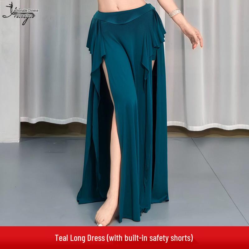 New Style Belly Dance Practice Skirt - Beginner Slimming Slit Long Skirt for Women