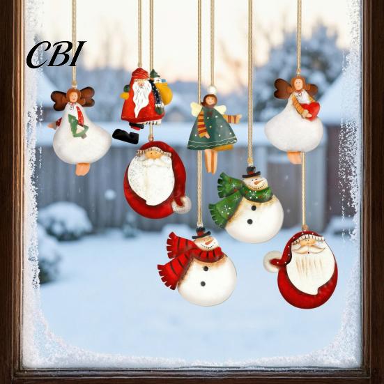 Kindergarten Christmas Activity Decor 16/24/32Pcs Wooden Ornaments, Flying Angels Decorations, Santa Claus Indoor Xmas Tree Hanging Pieces Ornaments