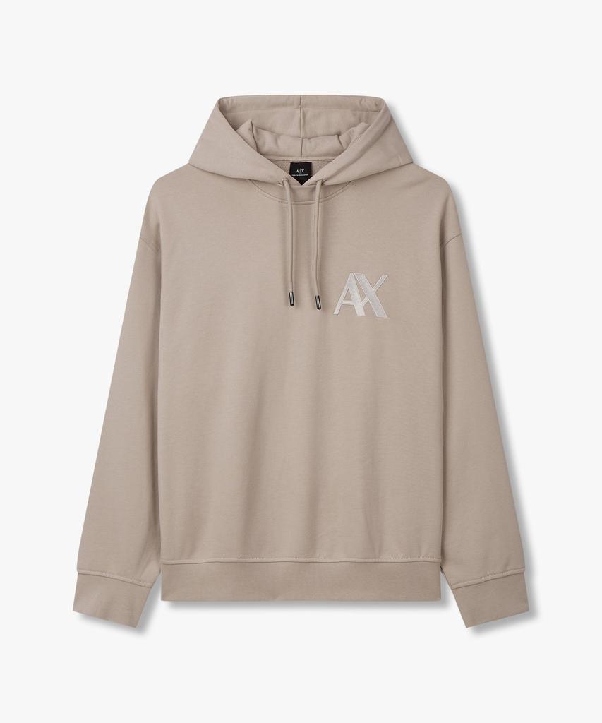 Armani Exchange Men'S Embroidered Logo Stretch Hoodie Sweatshirt_Beige A414331016