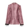 Women's Velvet Suit: 2025 European & American Style Jacket with Wide-Leg Pants
