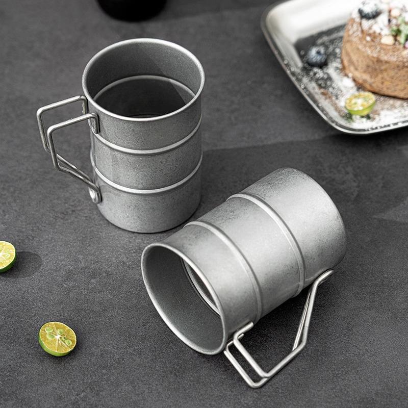 1Pc Retro Old Coffee Water Cup Industrial Style Oil Barrel Mug Outdoor Camping Picnic Beer Mug Drinking Utensils Stainless Stee