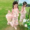 Mädchen Blumen Dünnes Set Baby Sommer Tank Top Weitbeinige Hose Zweiteiliges Set Kinder Modische Sommerkleidung