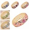 Enamel Chinese Cloisonne Bracelet Rhinestone Women's Hand Bracelet Hollow Out Flower Bangle  Gifts