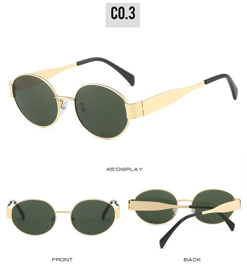 2024 Oval Metal Sunglasses: Trendy Small Round Lens for Men & Women