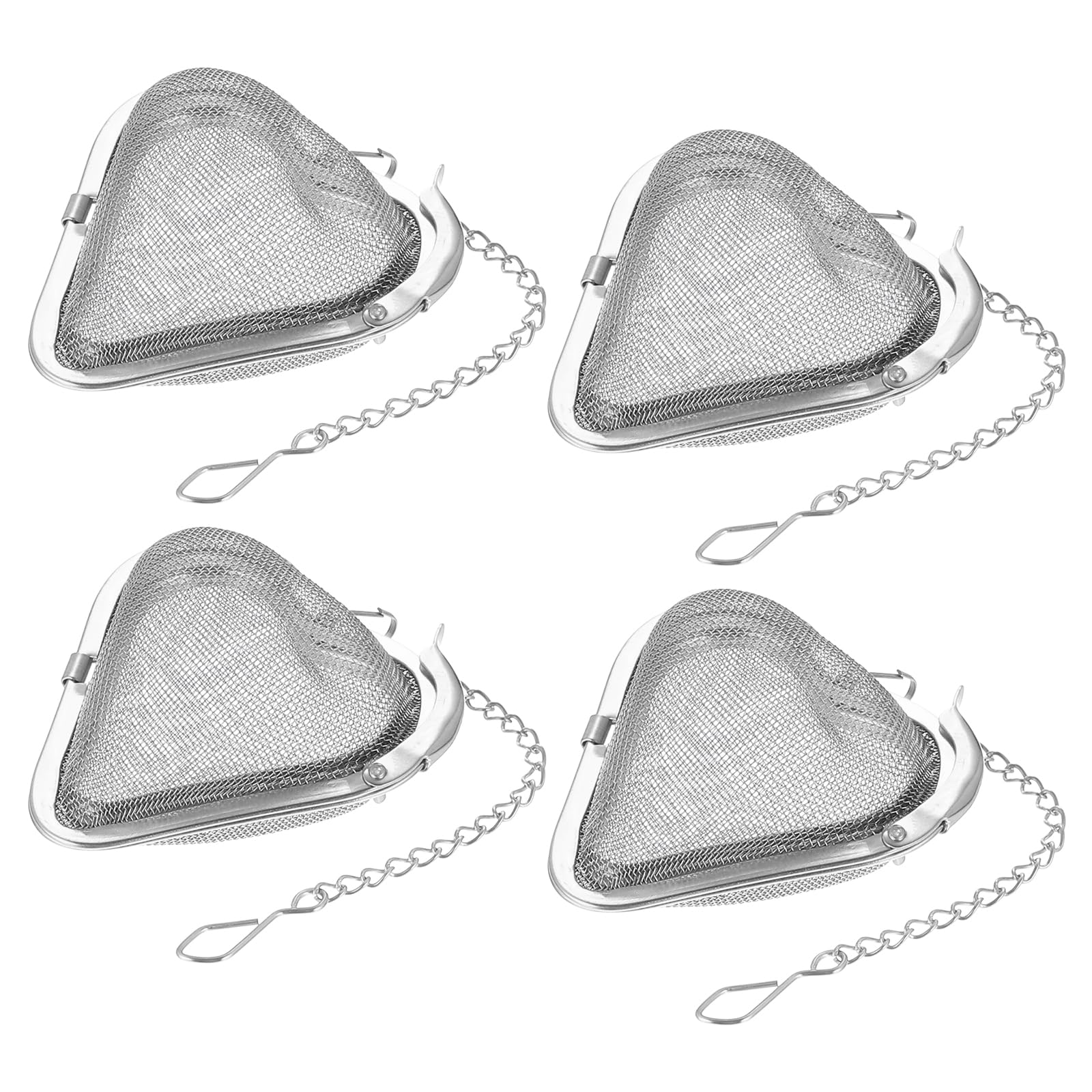 

uxcell 4 шт. Фильтр для заваривания чая, Заварник для рассыпного чая, Чайное ситечко из нержавеющей стали с сетчатым сердцем, чайный шарик и цепочка для рассыпного чая, серебристый