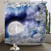 Waterproof Shower Curtain Set Moonlight Sea Starry Sky Scenery Bath Rug And Mats With Hooks Toilet Seat Cover Bathroom Decor