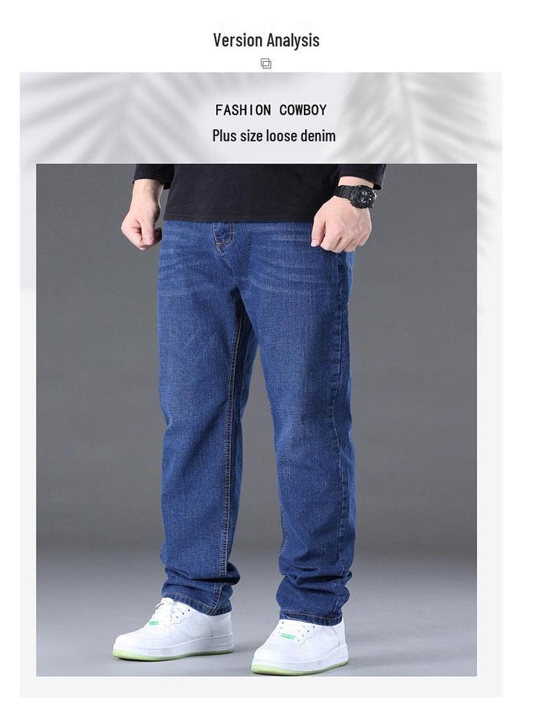 2024 Men's Plus Size Elastic Jeans: Loose, Big, Tall, Straight Leg, Slim Fit Pants for Spring and Autumn