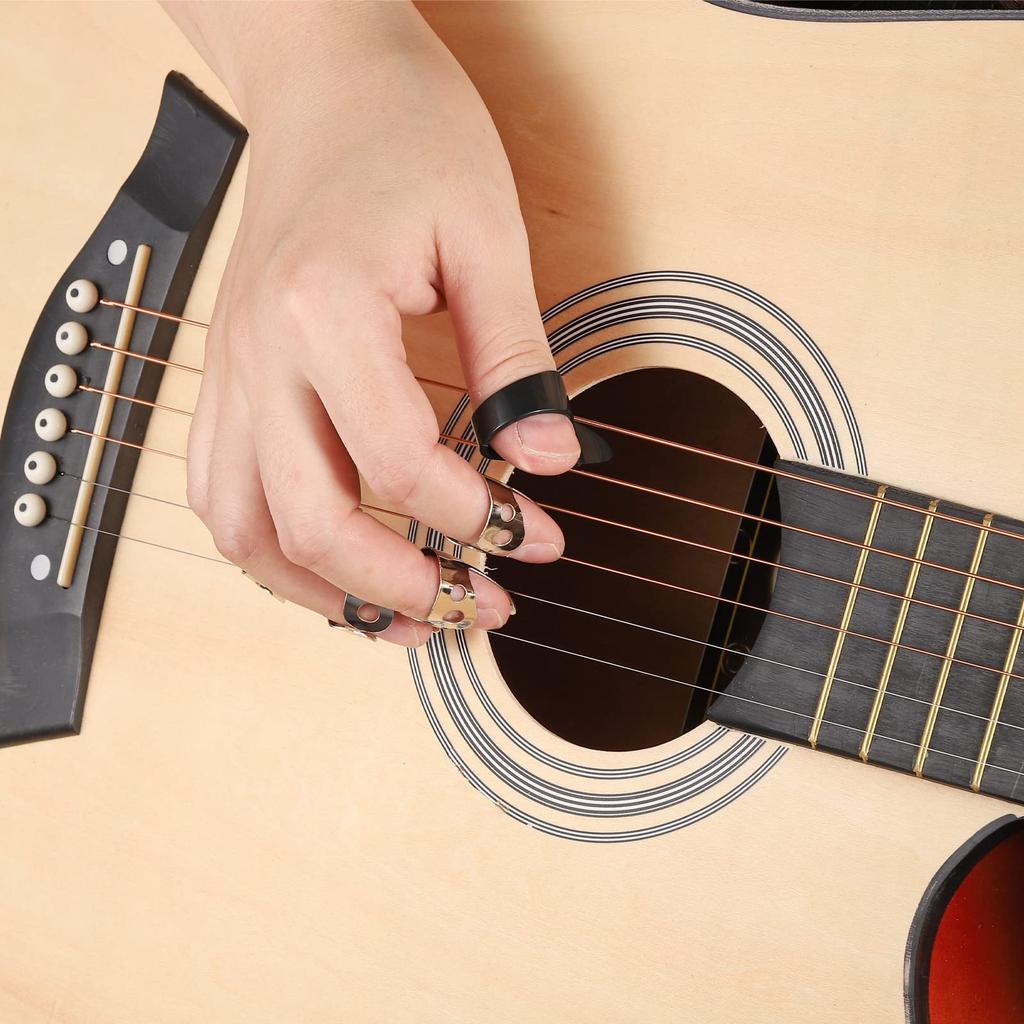 uxcell Finger Picks Stainless Steel Gold Tone S Size for Guitar Pack of 3