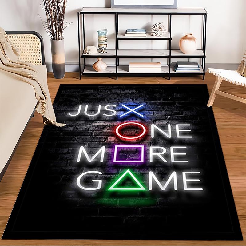 "Gaming Carpet with Neon Letter and Symbol Design Black Background" Suitable for use as an anti-slip for living room bedroom sofas