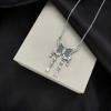 Titanium Steel Green Fringed Butterfly Necklace Women'S Light Luxury High-End Simple And Versatile Exquisite Pendant Collarbone Chain