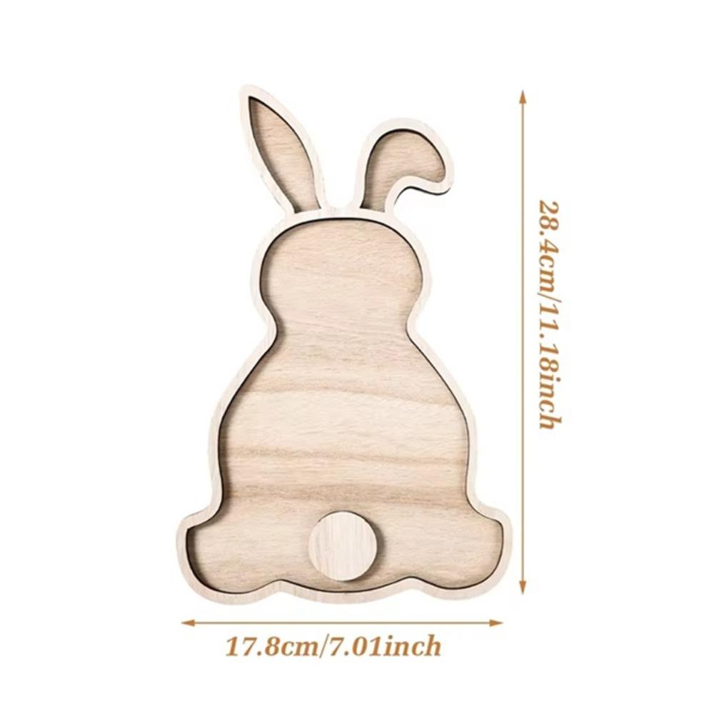 Easter Bunny Bamboo Tray Solid Color Wooden Dinner Plates Household Cake Decor Food Fruit Snack Plates