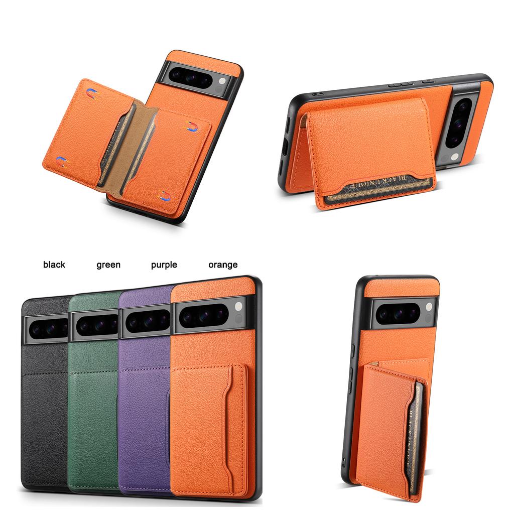 Luxury Faux Leather Stand Card Holder Phone Case Frosted Feel for Google Pixel 10 Pro XL 9A 8 7