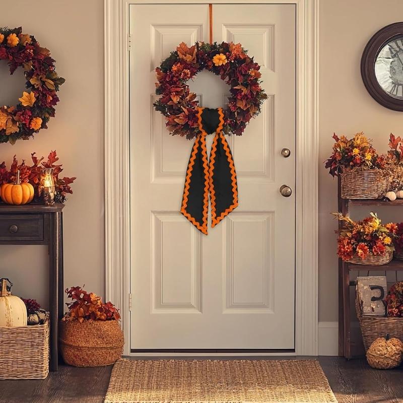 Entryway Wreath Ribbon Tie, Polyester Holiday Accent for Fall Gatherings, Thanksgiving Display and Classroom Use