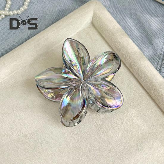 Women Hair Clip Transparent Gradient Color Back Head Hair Claw Strong Grip Shark Hair Accessories Daily Wear