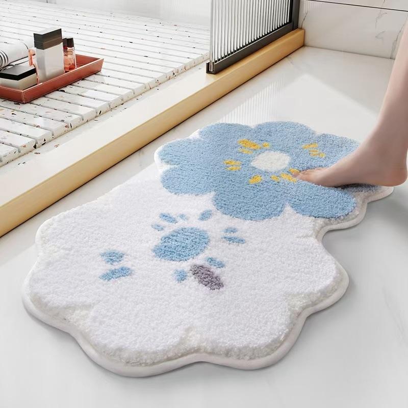 Cartoon Flower Carpet Living Room Bedroom Dirt Resistant Carpet Irregular Foot Pad