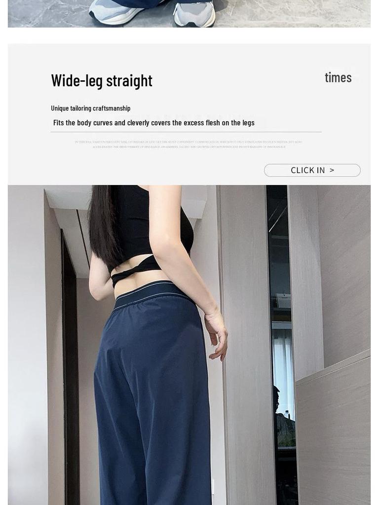 Big Brand Women's High Waist Quick-Dry Yoga Pants: Casual, Straight-Leg, Lightweight, Slimming, and Loose-Fit for Autumn.