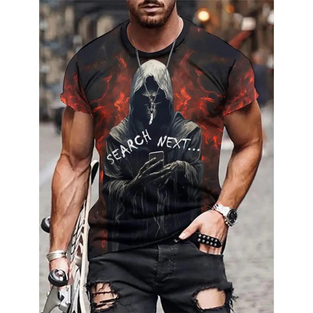 Pattern men's T-shirt 3D printed summer hip-hop trend short sleeved T-shirt oversized O-neck top
