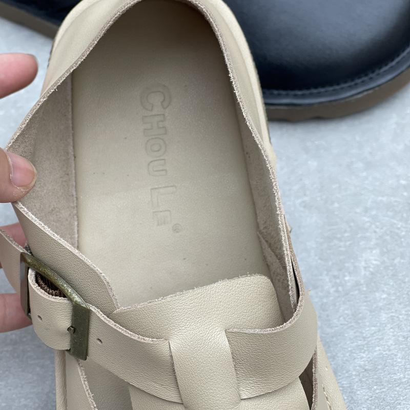 Johnature Handmade Genuine Leather Loafers Casual Women's Shoes Soft Soled Soft Cowhide Solid Color Flat Shoes
