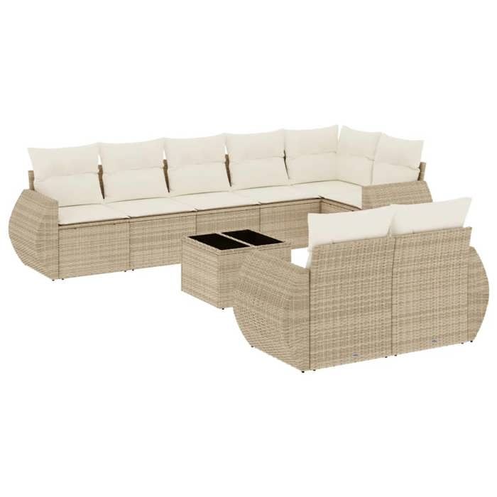 VidaXL Garden Lounge Set with Cushions 9 Pcs, Patio Sofas, Patio Furniture Set, Outdoor Furniture, Beige 3221627