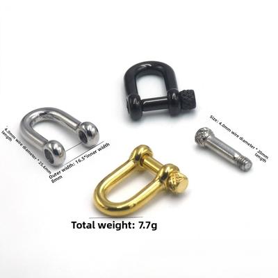 Wholesale Stainless Steel Horseshoe Clasp Keychain D Shaped Buckle Leather Rope Bracelet U-shaped Detachable Buckle Accessory