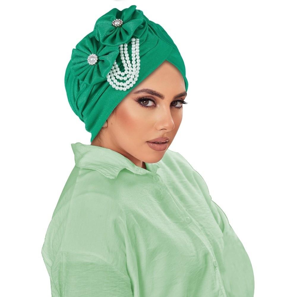 

Flower Design Head Wraps Elegant Headscarf Hijab Hat Turban Cap Women зелёный