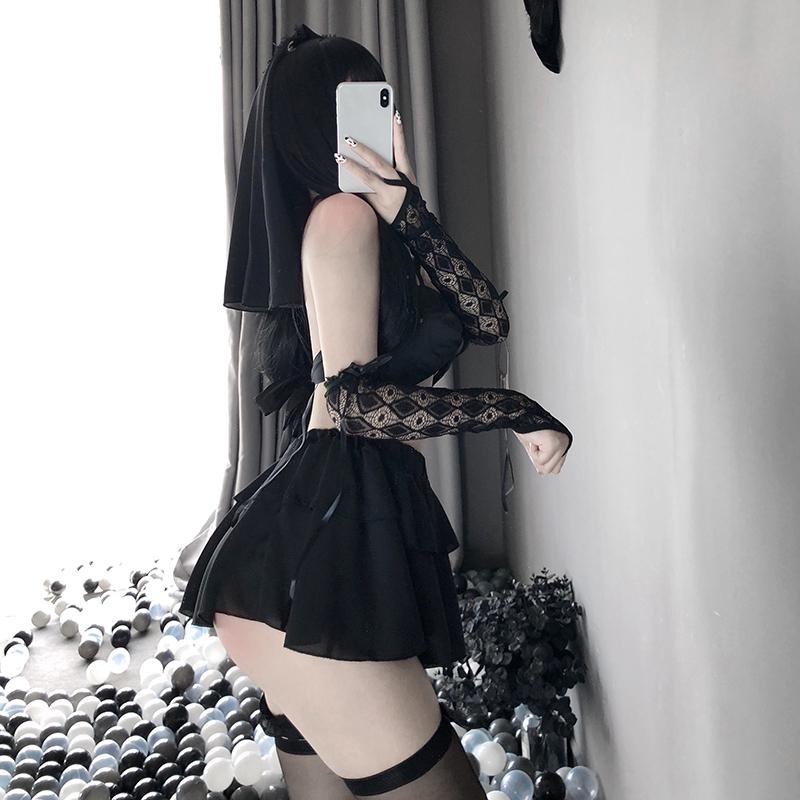 Sexy Underwear Role Play Wedding Dress Chiffon Skirt Suit
