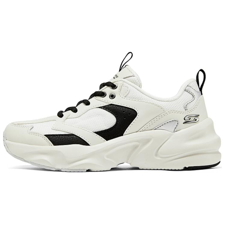 Skechers DLites Retro Versatile Durable Lightweight Low-Top Dad Shoes Women sneaker White Black 117365-BLK 35.5