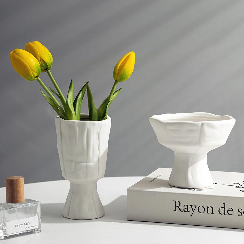 Vaso in Ceramica Bianca Nordica Creativo Minimalista Decorazione per la Casa per Fiori Secchi Soggiorno