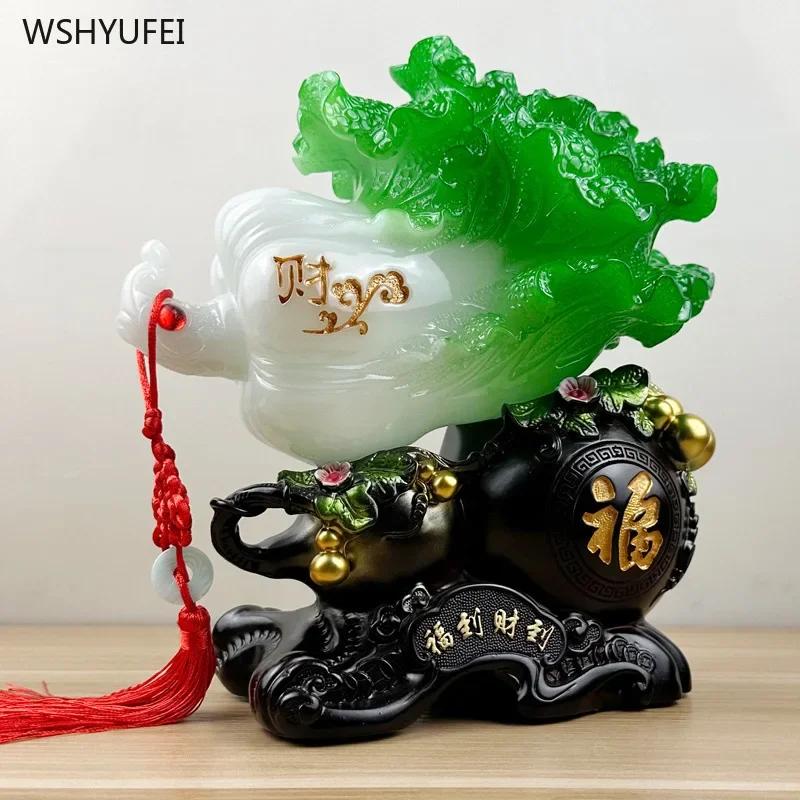 1 szt. żywiczne jadeitowe ozdoby kapusty salon szafka na wino rzeźba rzemiosło przyciągają bogactwo dekoracja domu prezent na parapetówkę