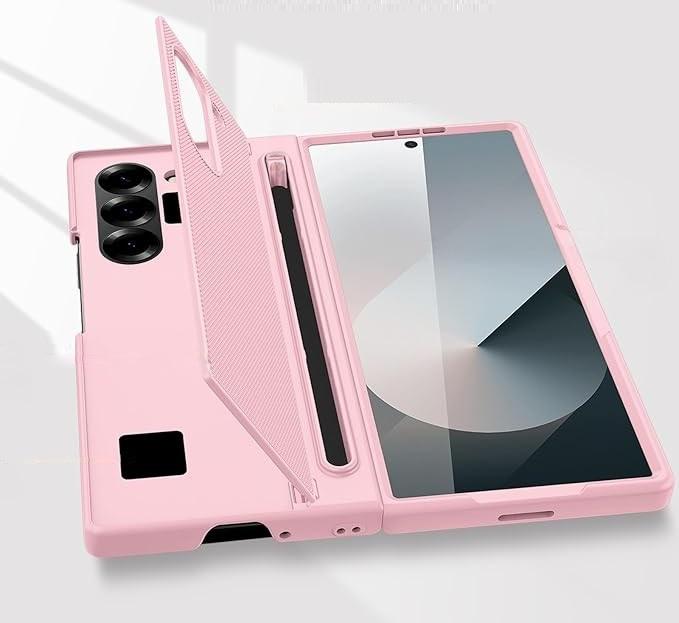 Samsung Galaxy Z Fold7 5G case with glass, with stylus holder - pink