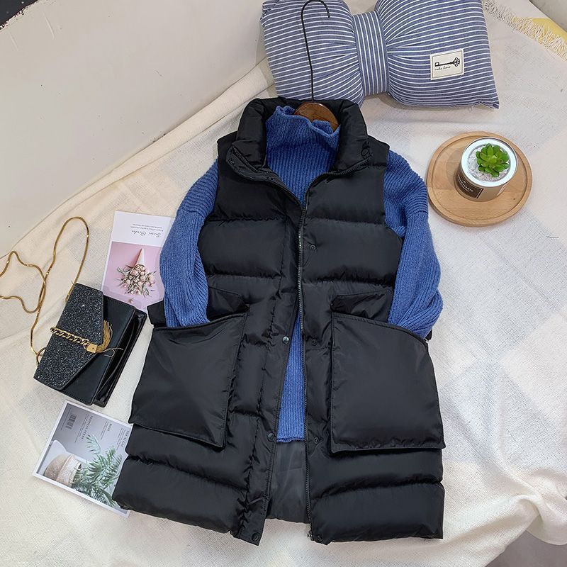 

Осень и зима Новый пуховый хлопковый жилет женский средний и длинный жилет куртка куртка Bread Jacket женская стеганая куртка Tide S