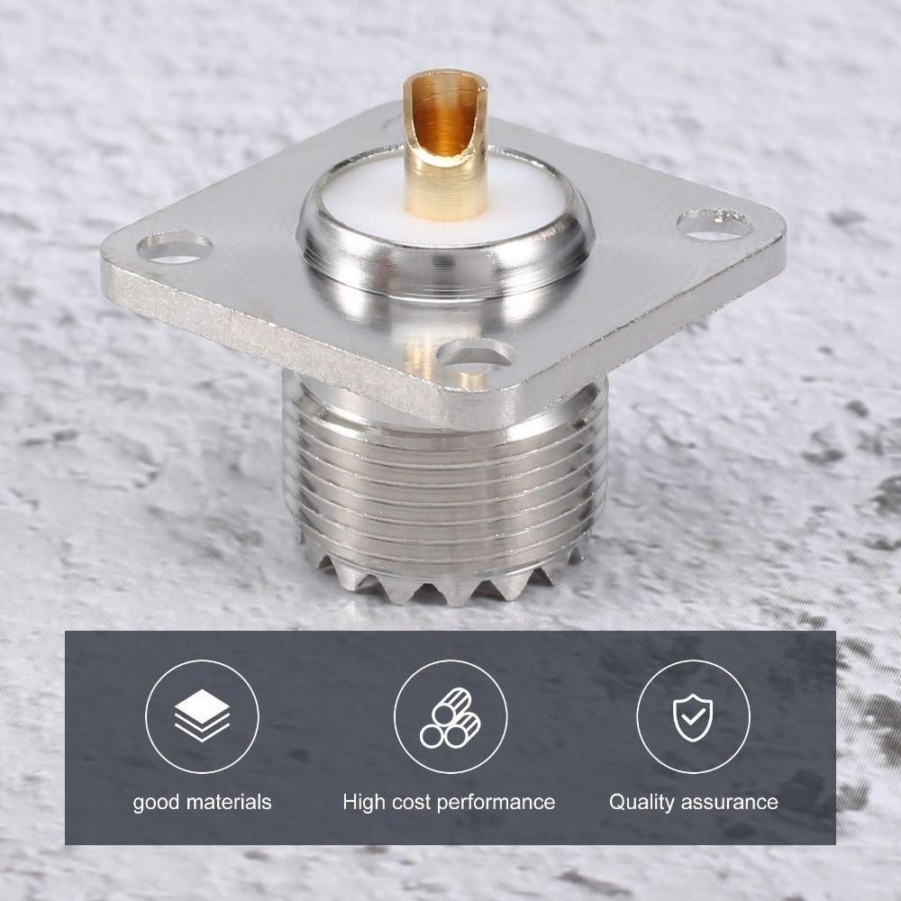 

4 PCS Female RF Connector Square Shape UHF SO-239 Flange Coax Connector Audio срібний