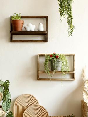 Prateleiras Flutuantes de Madeira Rústica para Parede Prateleira Decorativa de Parede para Exposição de Armazenamento Plantas Pequenos Itens Prateleiras Suspensas de Madeira