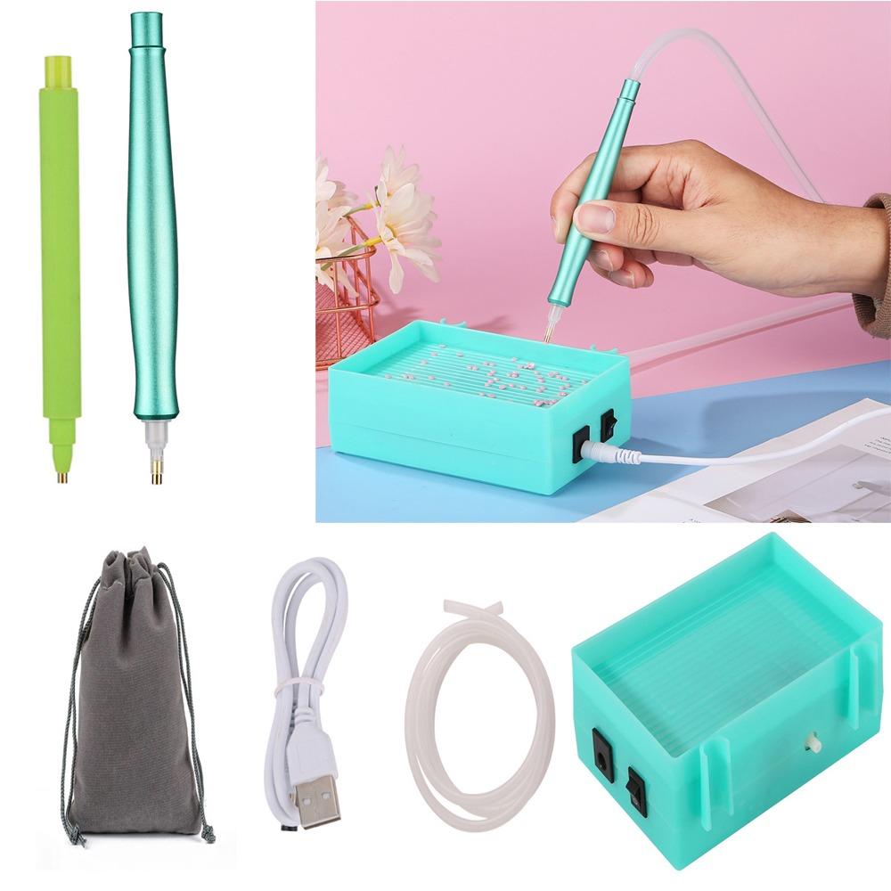 

DIY Craft Electric Diamond Art Painting Pen Embroidery Electric Diamond Suction Tool for Nail Art Charge-Green-2pcs pen