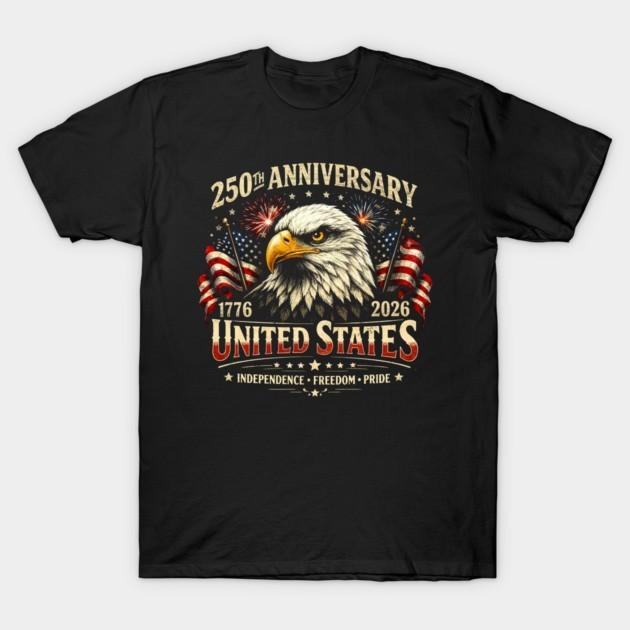 America 250th Anniversary T Shirt Patriotic USA Independence 1776 2026 Graphic L