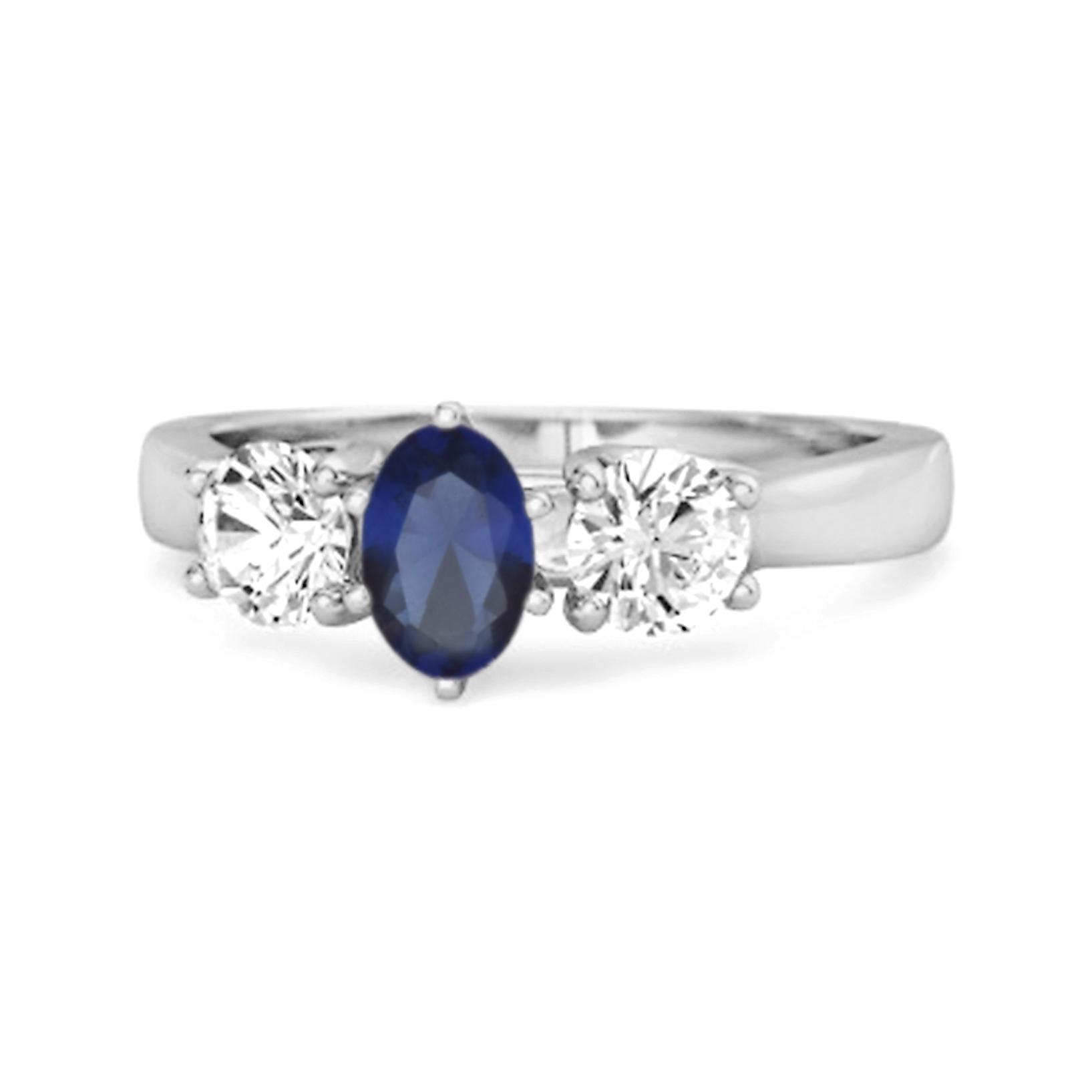 

Three Stone Natural Blue Sapphire 925 Sterling Silver Engagement Ring 11.5 білий