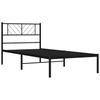 Metal Bed Frame with Headboard Black 90x190 Cm
