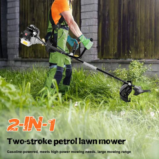 52CC 2-Stroke Gas Powered Lawn Mower with Ergonomic Handle, Powerful Engine Weed Trimmer Lawn Mower, Gas Powered Hedge Trimmer, Weed