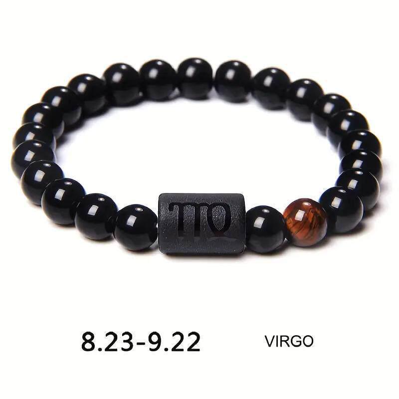 Twelve Constellations Elastic Bracelet with Tiger Eye and Agate Beads