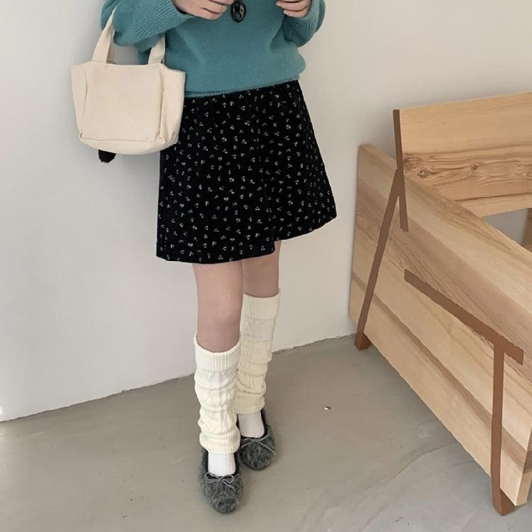 Korean Turn Cuff Leg Warmers for Women Cable Knit Stretchy Footless Socks Students Solid Color Boot Covers Streetwear