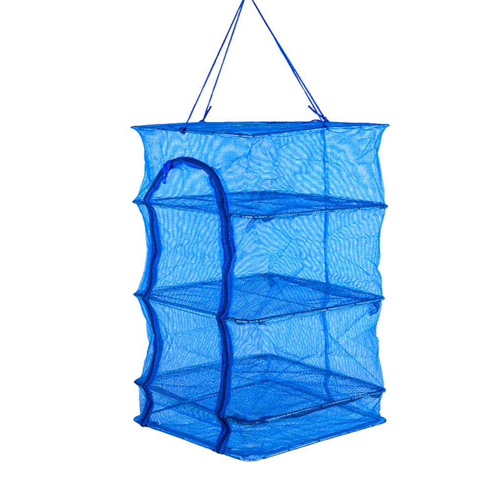 Hanging Foldable Fish Drying Mesh 3 Layers Vegetable Fish Drying Rack Zipper Storage Bag With Lanyard