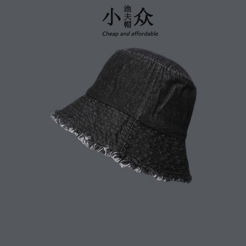 Washed Denim Old Fisherman Hat Children Spring and Autumn New Retro Rough Edge Casual Plain Face Cover Basin Hat