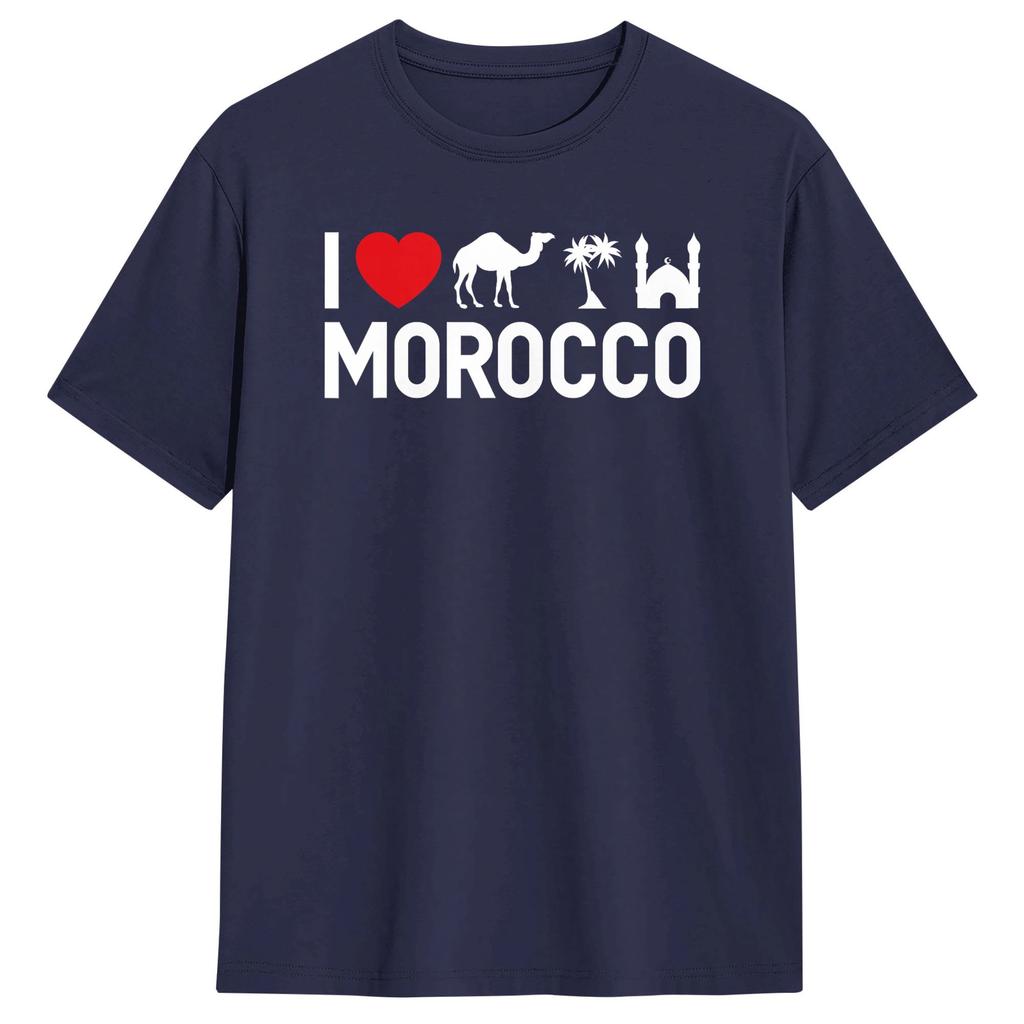 Awesome I Love Morocco TShirts Men Round Collar Cotton T Shirts  Short Sleeve Tee Shirt Original Clothing